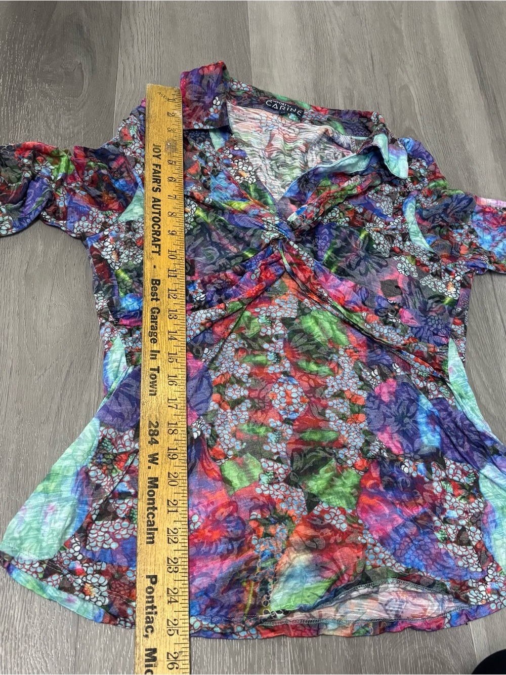 Newport by Carine Butterfly Fairy Floral Twist-Front Women’s Top Size Large - Picture 7 of 8
